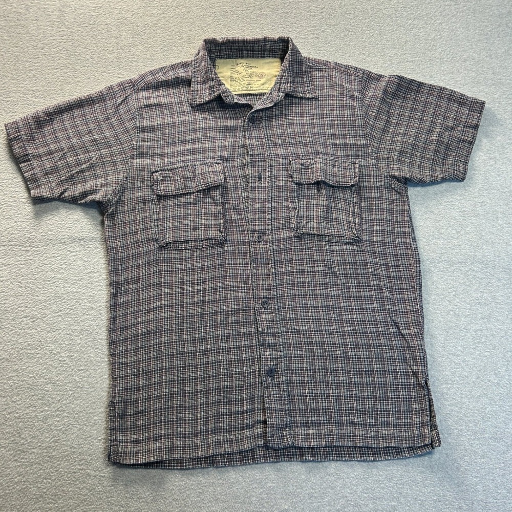 Bugle Boy Authentics Button Up Shirt Mens Medium Plaid Short Sleeve Utility